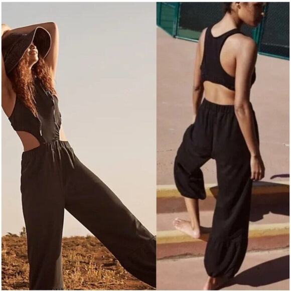Free People Movement Take Your Best Shot Jumpsuit in Black Size Small - Picture 8 of 10